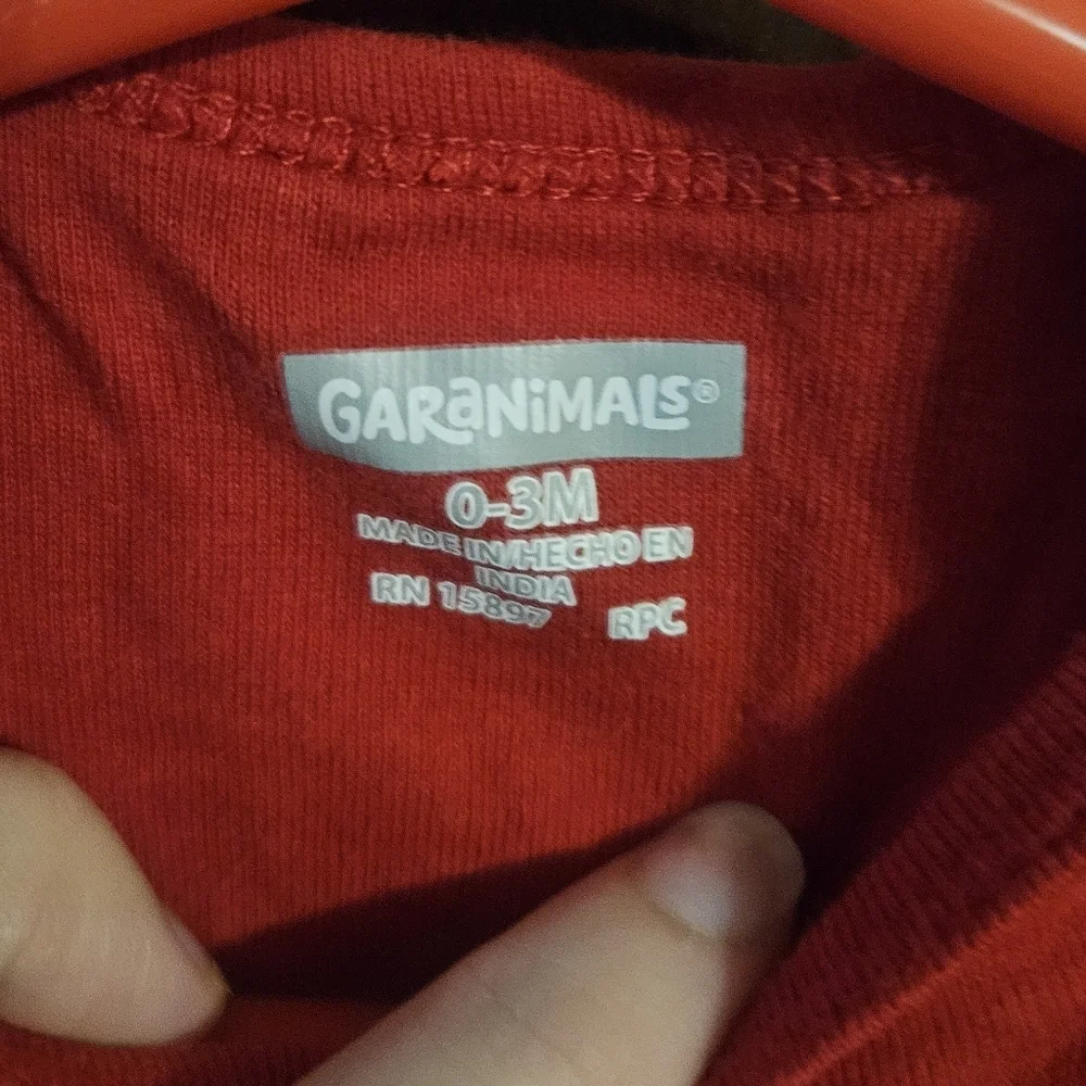 Red Baby Onesie with Embroidered Text
